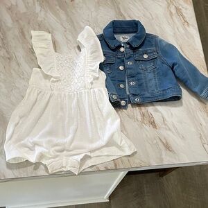 Carter's White Romper and Baby Gosh Blue Denim Jacket Set